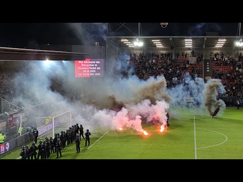 Das Skandalspiel Relegation Wehen Wiesbaden Arminia Bielefeld Saison 22/23 Aufstieg Liga 2 / Pyro