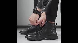 Botas Hombre Botines Fashion En Charol Negro