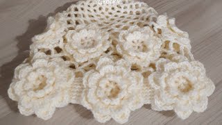 Touca ou Gorro de Rosas em Crochê (passo a passo)