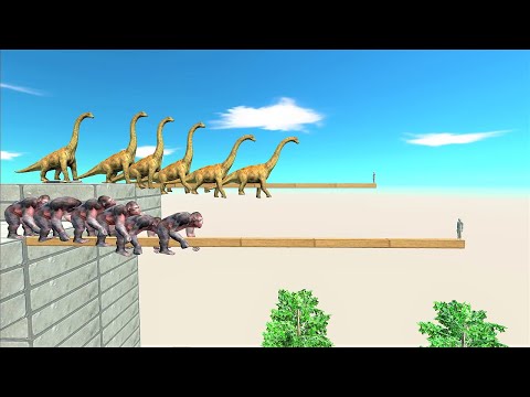 Challenge to cross without falling the log bridge! | Animal Revolt Battle Simulator
