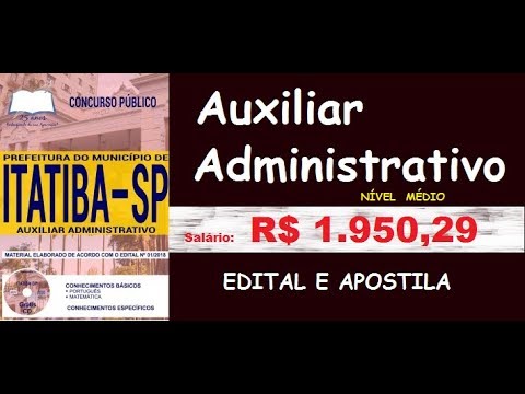 Edital Apostila Concurso Município Itatiba 2018 Cargo Auxiliar Administrativo