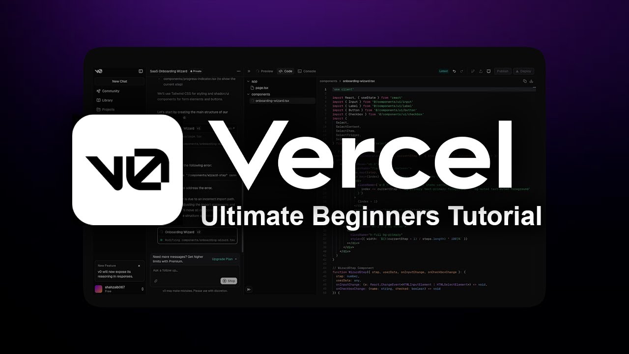 How To Use v0 by Vercel | Tutorial For Beginners