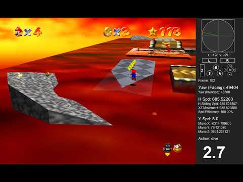 [TAS] SM64 No Speed Limit - Lethal Lava Land 100 coins