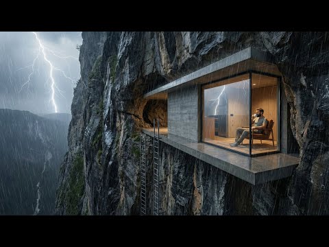 Building a house in the forest (ASMR) - This man built a modern mini house on a cliff