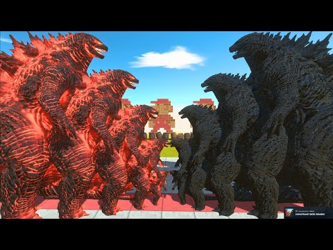 Lava War - FIRE THERMO GODZILLA VS Dark Itself BURNT LAVA GODZILLA - Animal Revolt Battle Simulator