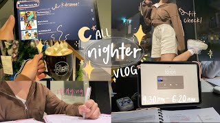 study vlog | pulling an all nighter (on xmas eve) 🌙🤍 | stu(died) &amp; kdrama