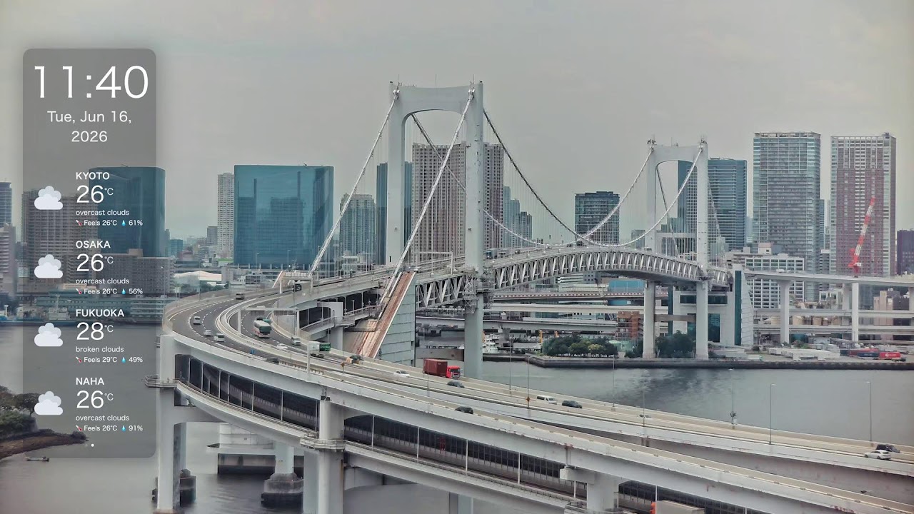 Live webcam view of Rainbow Bridge & Bayside Skyline