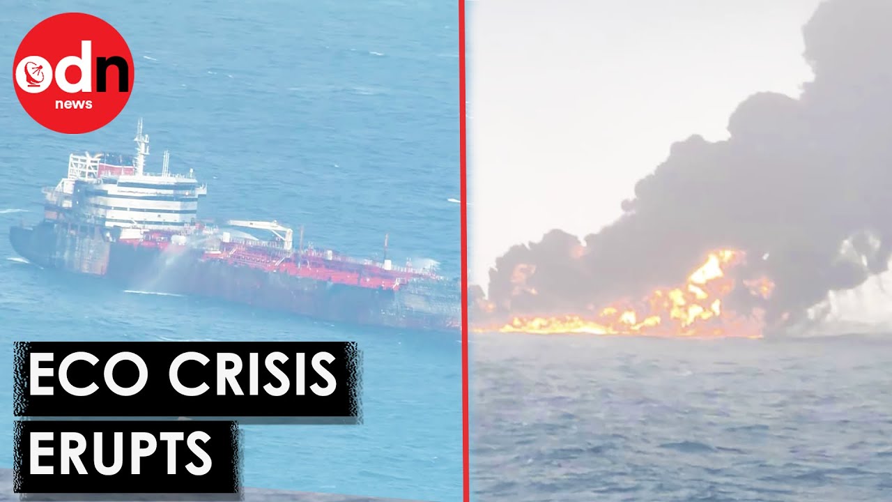Dramatic Aerial Footage Shows Damage to US Oil Tanker in North Sea