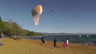 preview picture of video 'Paragliding Kings Beach California, (flying and landing).'