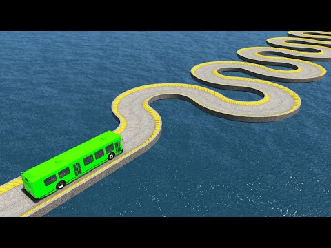 Impossible Snake Shape Bridge Crossing Cars Vs Deep Water - BeamNG.Drive