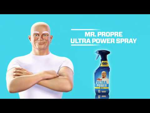 Spray Ultra Power Mr. Propre "élimine jusqu'à 100% de la saleté et graisse" Pub 20s