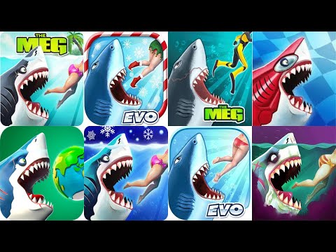 Hungry Shark World vs Evolution - LUMINITE NARRALLICLYUS vs ANCIENT MEGALODON Gameplay