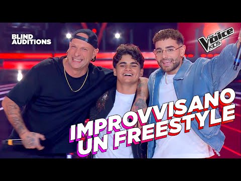 Andrea canta “Nu juorno buono” e fa freestyle con Rocco&Cleme | The Voice Kids Italy Blind Auditions