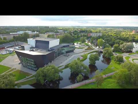 Rezekne, Latvia flooded river around GORS (4K)