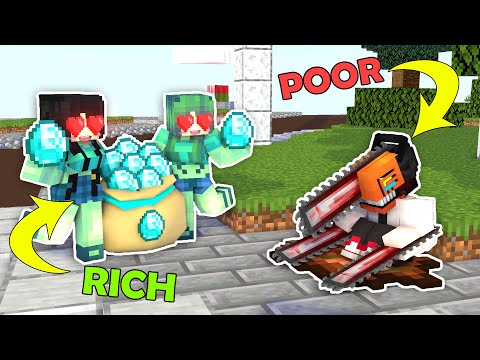 Monster School | POOR CHAINSAWMAN with RICH ZOMBIE COUPLES - Minecraft Animation