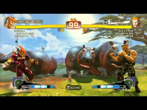 SSF4 AE: -R- (Adon) vs ACE E I RI N (Guile) - Ranked Match (720p HD)