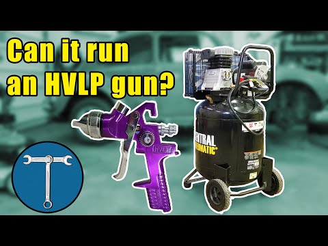 Tool test: Can the Harbor Freight 29 gallon air compressor run an HVLP purple paint spray gun?