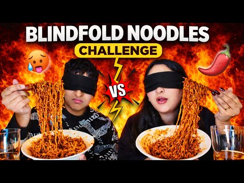 Blindfold Noodles Challenge 🥵🌶️