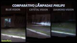 Comparativo Lâmpadas Philips Blue, Crystal e Diamond Vision