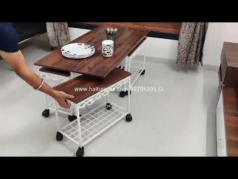 Rectangular glass dining table, 4 seater