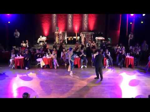 Gustavo Lin and Catarina Chung are dancing to the tango " Yo te bendigo " by Osvaldo Pugliese at Taipei Tango Festival in 2019