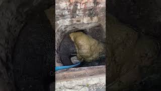 What it looks like opening a badly blocked sewage drain pipe