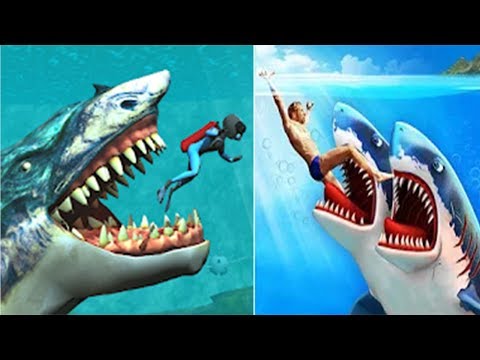 Whale Shark Attack Simulator VS Double Head Shark Attack - ALL SHARKS UNLOCKED