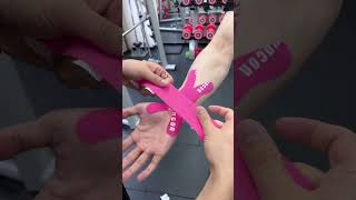 Carpal tunnel pain caused by overuse of the wrist at work can be relieved by using kinesiology tape.