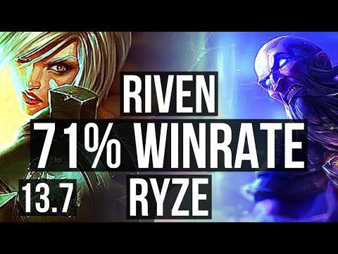 RIVEN vs RYZE (TOP) | 10/1/14, 71% winrate, 6 solo kills | KR Master | 13.7