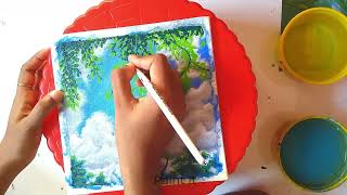 Sky with Clouds Acrylic Speed Painting Step By Step | Paint It