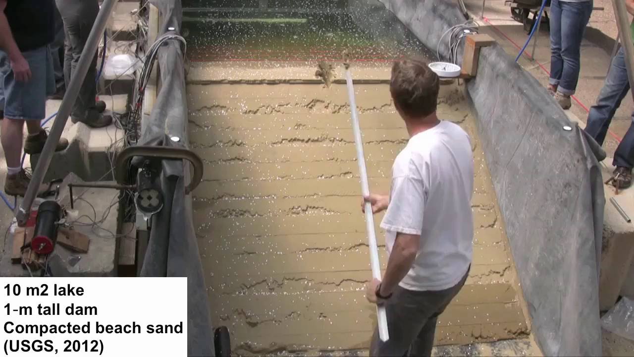 Dam-breach experiment: outburst flood from an overtopping lake (USGS)