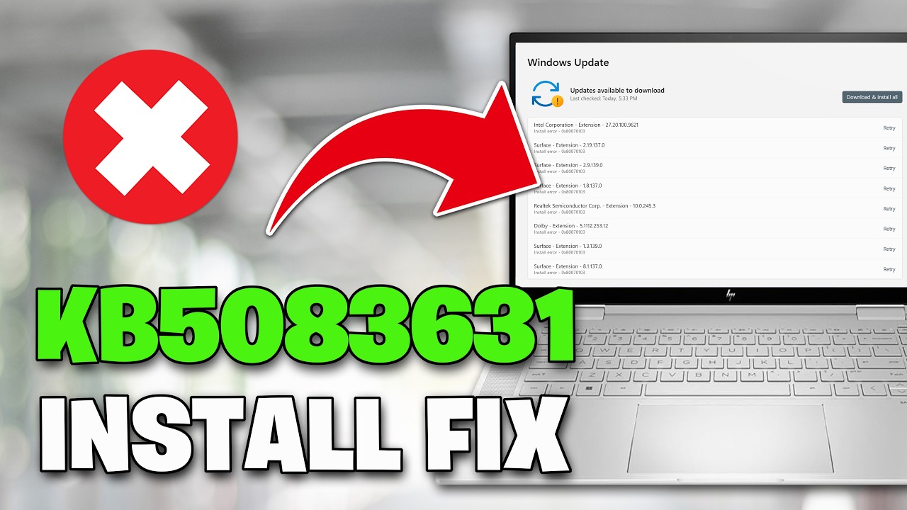 KB5083631 Update Not Installing Error 0x80070003/0x80070002/0x80071a2d Windows 11 FIX