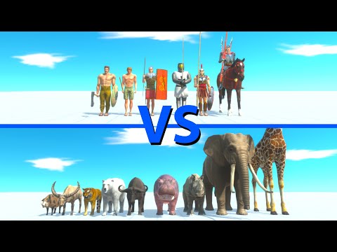 ANCIENT HUMANS Team vs MODERN MAMMALS Team - Animal Revolt Battle Simulator