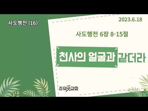 사도행전 강해(16), 사도행전 6장 8-15절, 천사의 얼굴과 같더라, 양성찬 목사 영상 썸네일