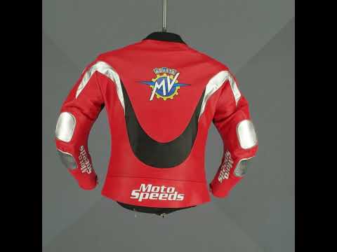 MV Agusta Racing Leather Jacket Red Silver - CE Rated Armour