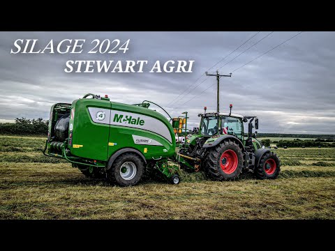 Baling Silage 2024 - Stewart Agri - Fendt 724 & Mchale Fusion 4 Plus