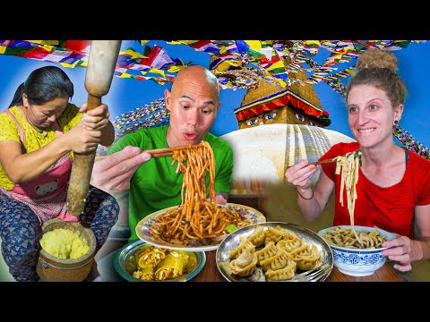RARE TIBETAN FOOD in Kathmandu, Nepal - Tibetan Momo, Thukpa & Laphing + Nepali Street Food Tour