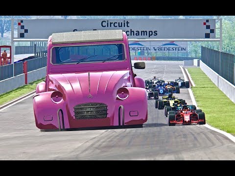 All F1 2018 Cars vs Giant Citroen 2CV - Spa