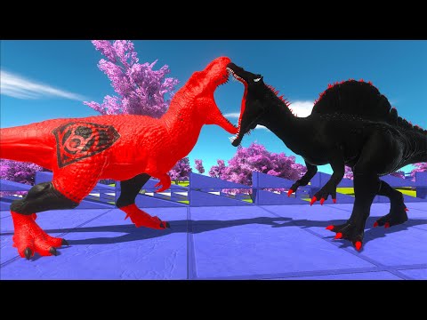 RED LANTERN T-REX vs SUPERMAN SPINO vs DARK SPINOSAURUS DEATH RUN - Animal Revolt Battle Simulator
