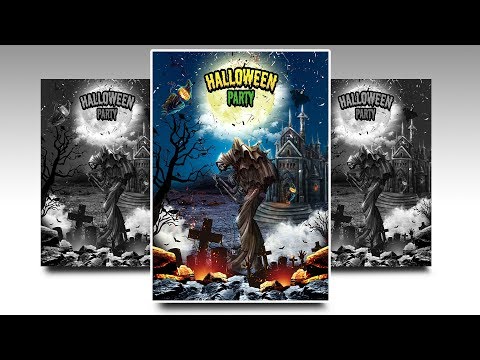 Photoshop Tutorial | How to make Halloween templates Poster free halloween templates