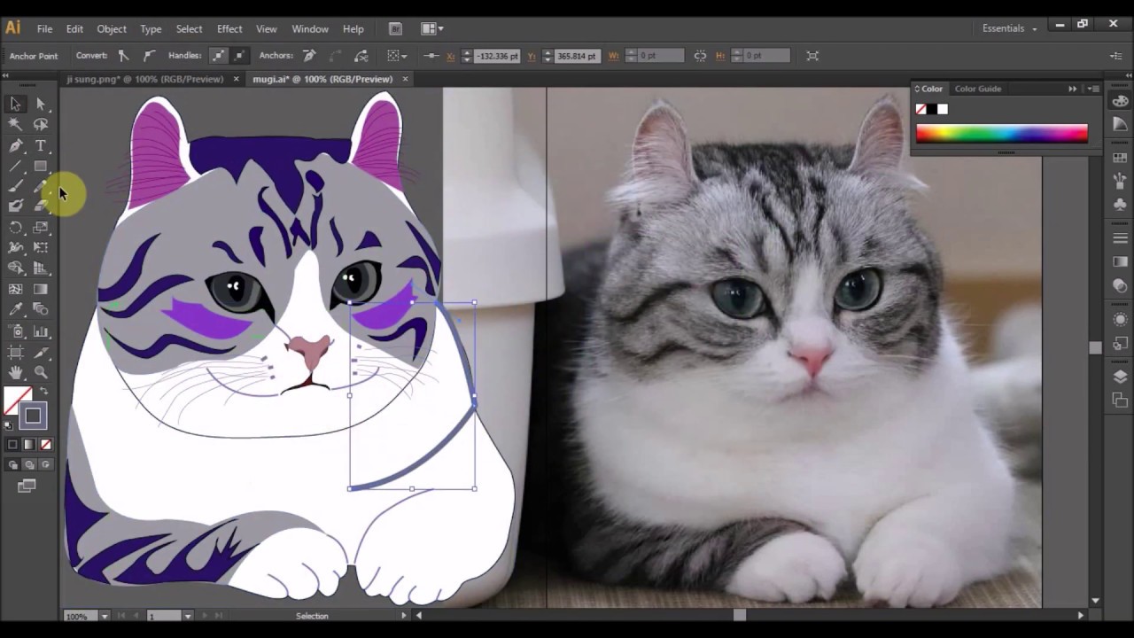 Tutorial Draw Vector Cat with Adobe Illustrator