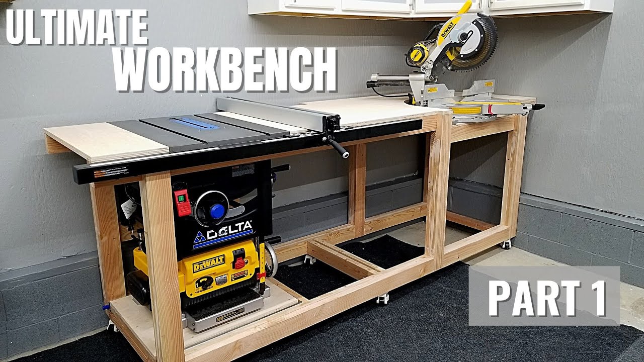 DIY Mobile Workbench & Compact Woodworking Station | Miter Saw, Table Saw, & Planer | Small Garage