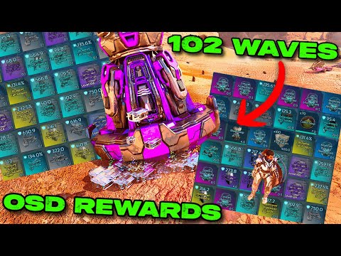 WAVE 102 OSD Rewards in Ark Survival Ascended!! INSANE LOOT, 1000s of Element, Blueprints, Etc