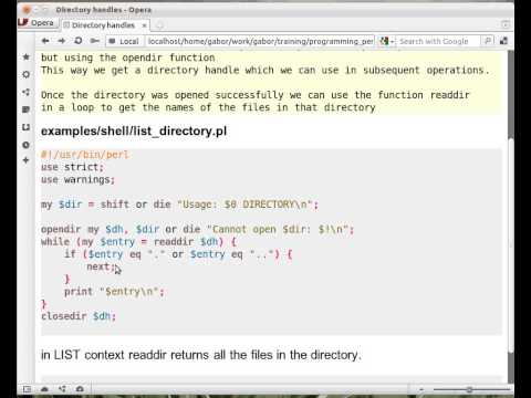 Beginner Perl Maven tutorial: 11.6 - directory handle
