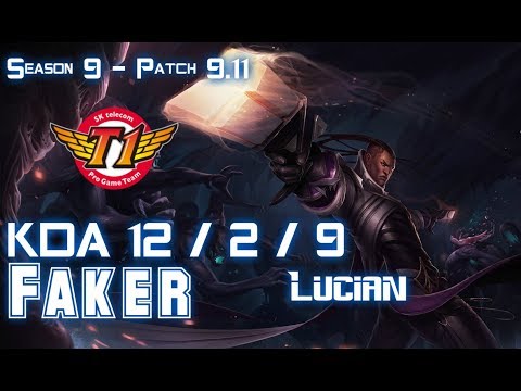 SKT T1 Faker LUCIAN vs AATROX Mid - Patch 9.11 KR Ranked