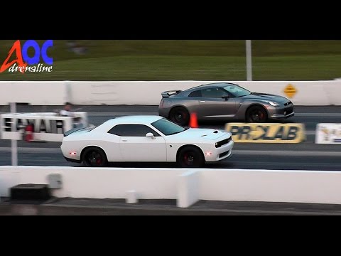 ★ Dodge Challenger Hellcat VS Nissan Skyline GTR R35 SANAIR DRAG ★