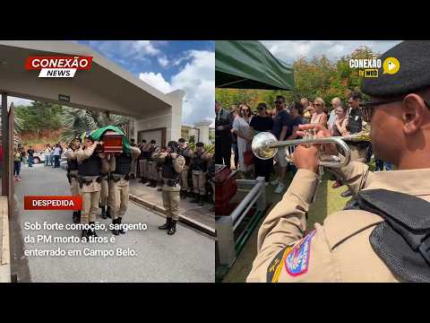 Vídeo: Sob forte comoção, sargento da PM morto a tiros é enterrado em Campo Belo.