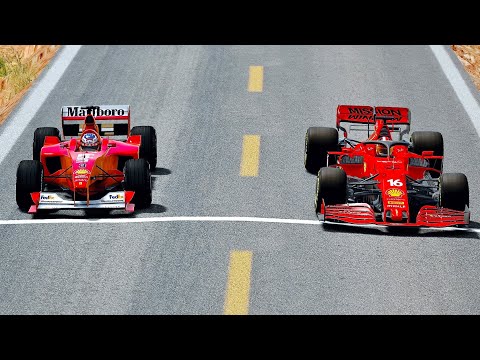 Ferrari F1 2021 vs Ferrari F1 2000 - Desert Drag Race