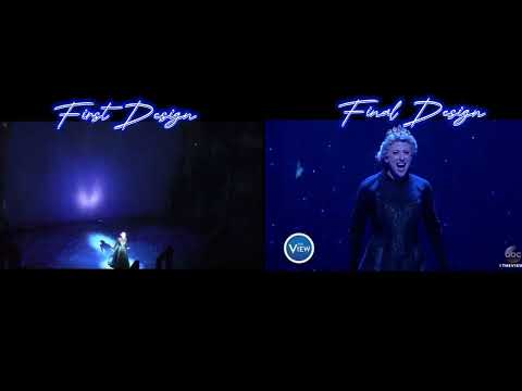 Disney's Frozen on Broadway:Let It Go First Design vs. Final Design Comparison (Backdrop and Dress)