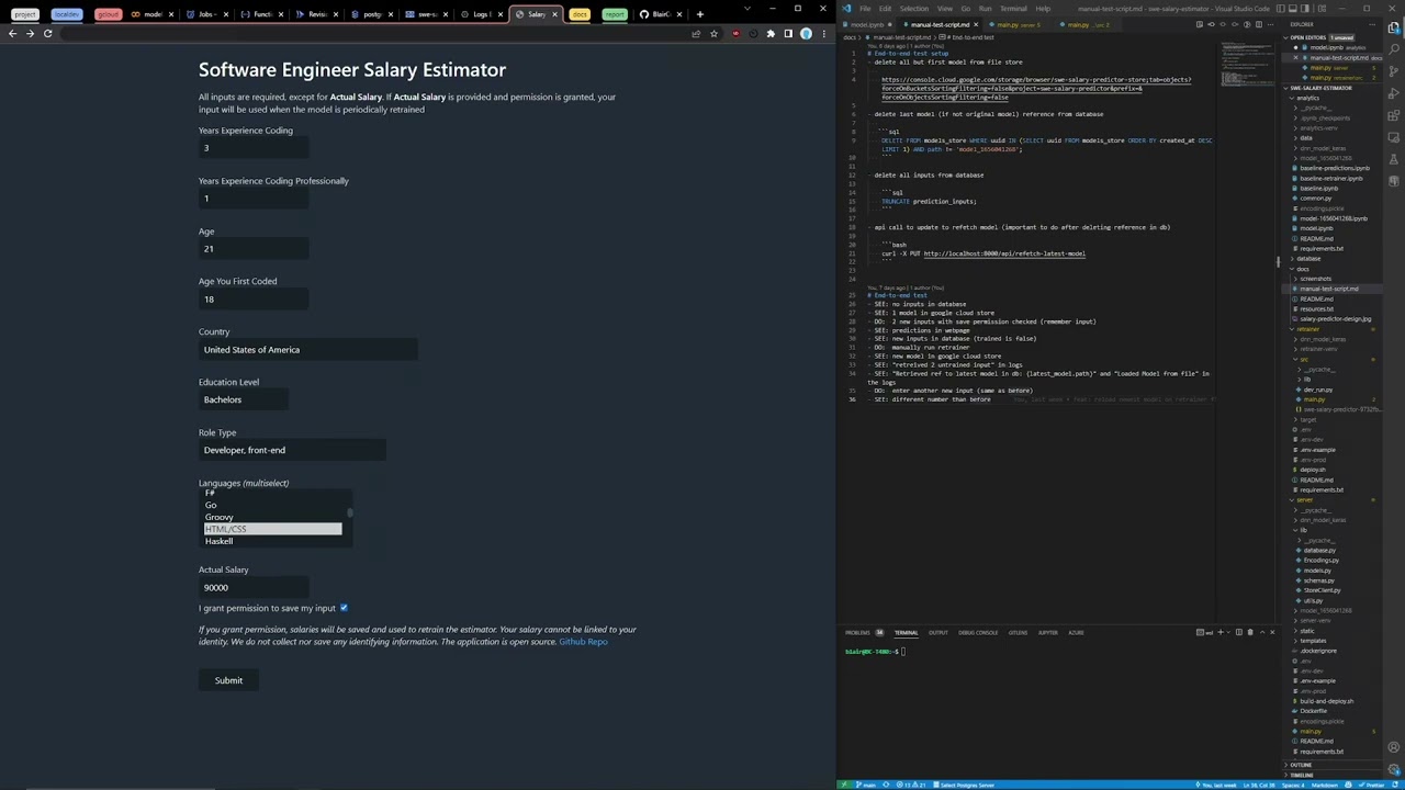 Continuously Learning Software Engineer Salary Predictor Demo